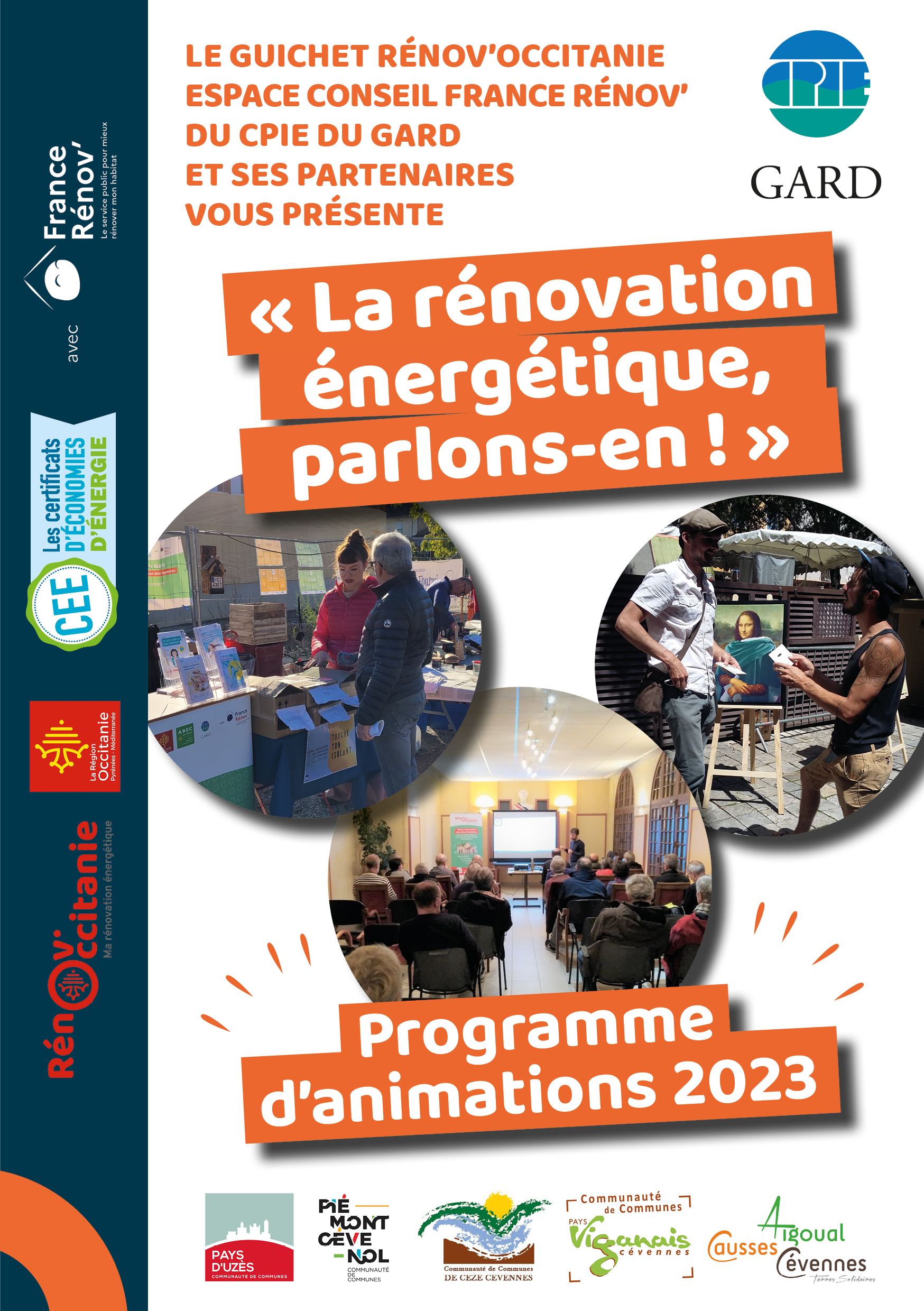 Plaquette des animations du Guichet Rénov'Occitanie CPIE du Gard 2023